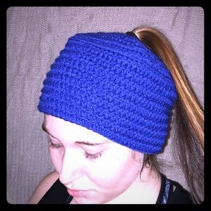 Hand crafted “messy bun” style hat